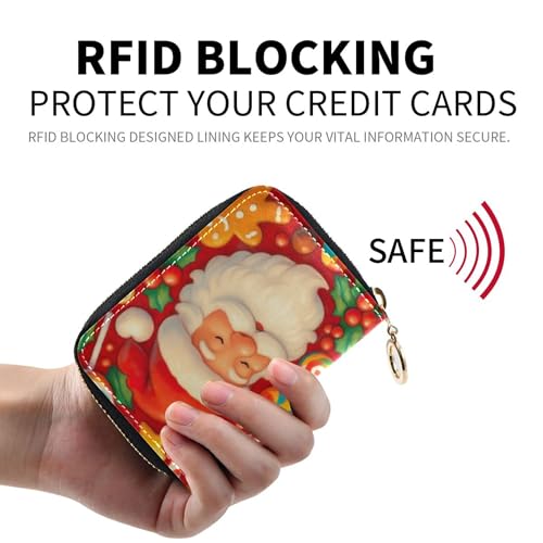 Christmas Santa Claus Red Candy Womens Wallet Zip Around Card Holder Wallets RFID Blocking Leather Coin Change Purse with Zipper2