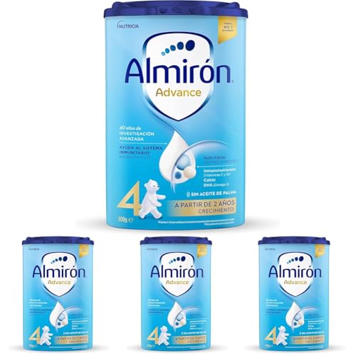 Almirón Advance 4,Leche de Crecimiento en Polvo para Bebé desde los 24 Meses, 800g (Paquete de 4)