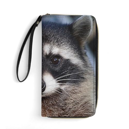 Northern Raccoon's Face Portable Long Wallet for Women Men Zipped Travel Purse Credit Card Holder Coin Pouch