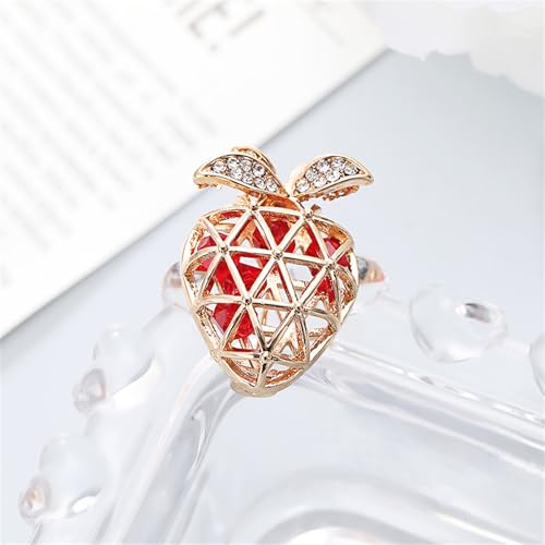Image of Cute Lemon Brooch Pin for Women Rhinestone Fruit Little Brooch Sparkling Crystal Strawberry Cherry Enamel Pin Christmas Birthday Art Deco Jewelry Gifts