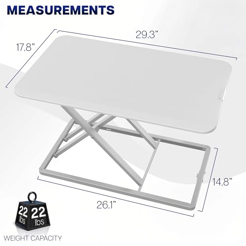 Image of VIVO White 29 inch Single Top Standing Desk Converter, DESK-V000UW | Economy, Height Adjustable, Sit Stand Tabletop Monitor and Laptop Riser Workstation, Holds 22 lbs, No Assembly Required