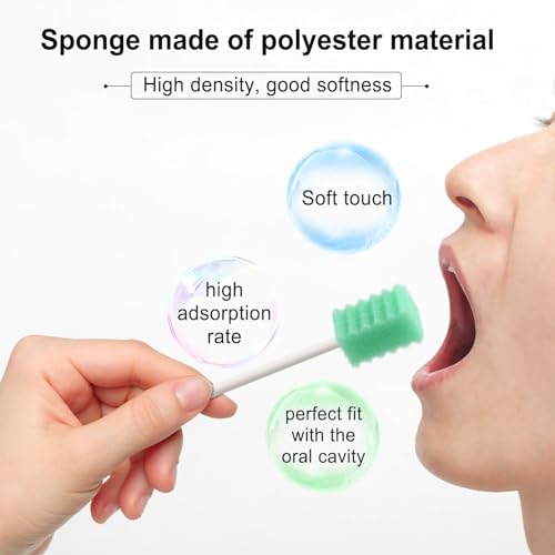 ARGOMAX Mundschwämme Tupfer, 50 PCS Mundpflege Schwamm Tupfer, Reinigung Mund Tupfer, Mundhygieneschwamm, Mundpflegetupfer Wattestäbchen, Mundpflegestäbchen Schaumstoff für Mundhygiene, Cyan.