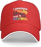 loujin back to school hat i crushed 100 days of school hat men dad hat con design, foto a colori, etichettalia unica