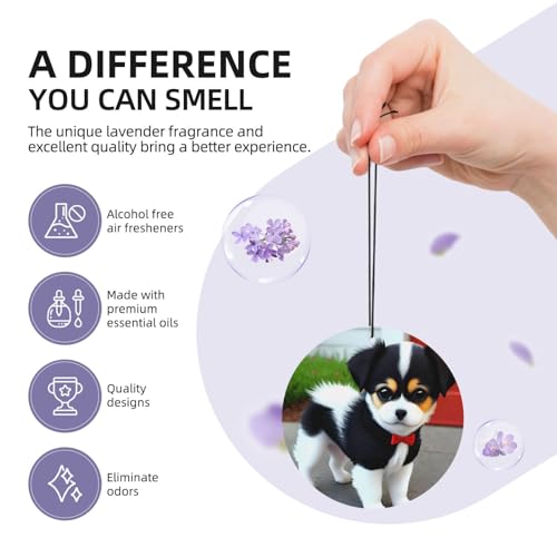 Hojas aromatizantes para auto con diseño cachorro blanco y negro miniatura 5