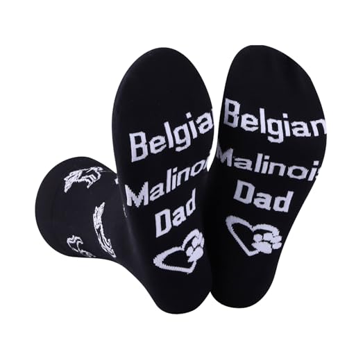 PXTIDY Belgian Malinois Dog Dad Socks Dog Lovers Gift Novelty Crew Socks Belgian Malinois Breed Owner Gifts