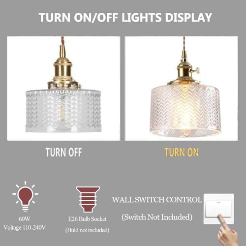 Lámpara Colgante de techo para iluminar la cocina con elegancia rústica y cristal 8