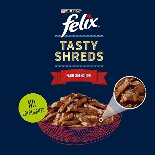 FELIX Tasty Shreds Farm Selection in Soße, Nassfutter für Katzen, 12 x 80 g, 4 Stück – Ansicht 5