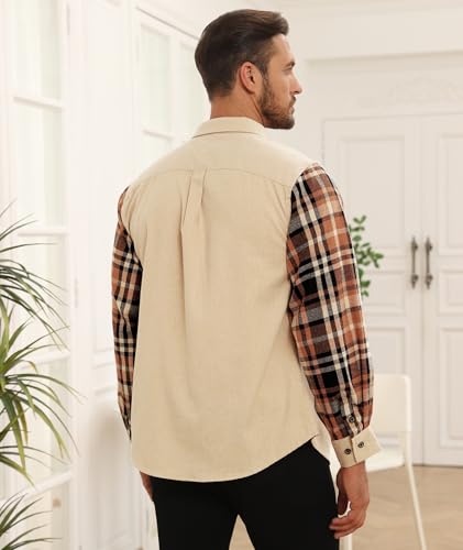 Flannel Shirt for Men Long Sleeve Button-Down Plaid Shirts4