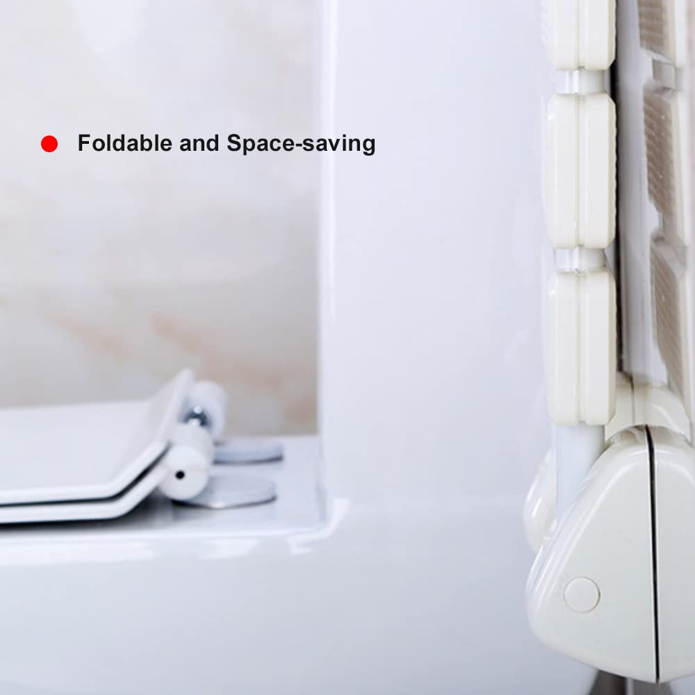 Garosa Taburete de Ducha Plegable, Asiento de Baño Montado en la Pared, Personas Mayores, Color con Soporte Fuerte para Ducha y Entrada