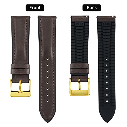 Image of BINLUN Leather Watch Band 14mm 16mm 18mm 19mm 20mm 21mm 22mm Quick Release Premium Oil Wax Leather and Breathable Silicone Hybrid Watch Bands Replacement Strap for Men Women