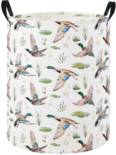Image of Baby Laundry Hamper Basket Baby Hamper for Nursery Boy and Girl Cute Storage Bin Organizer Boho Room Decor(Duck)