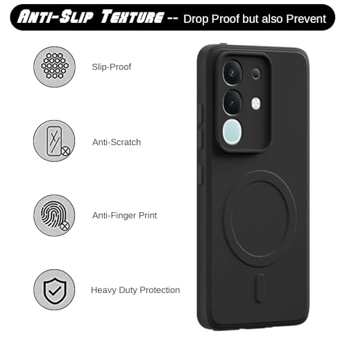 Image of Back Cover | MagFit Ring Design (Non-Magnetic) | Shockproof Case | Anti-Slip Grip | Raised Camera Edges | Slim Protective Case for Vivo T4x 5G / Y29 4G / Y31 Pro 5G /iQOO Z10x 5G (Matte Black)