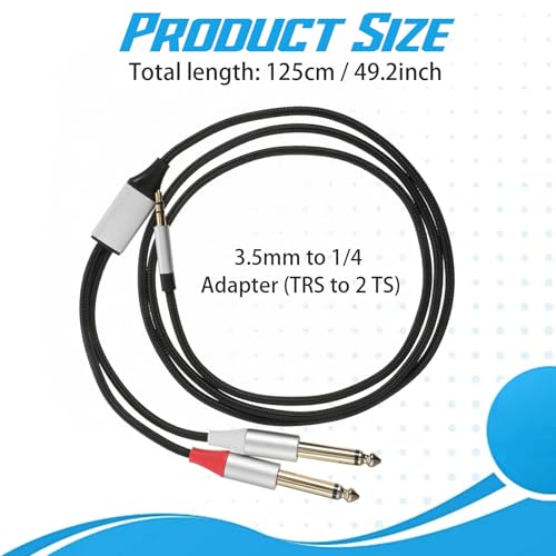 Cable adaptador Jack 3.5mm a 2x Jack 1/4 4ft miniatura 2