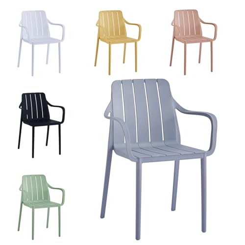 VORTIVO Gartenstuhl stapelbar - Hochwertige Outdoor-Stühle in Grau,...