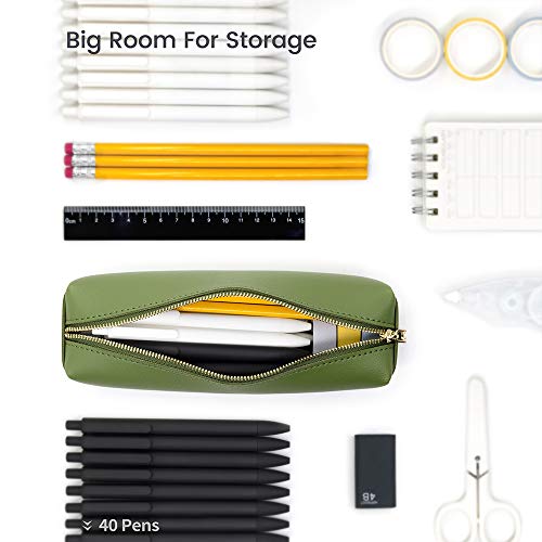 Image of PU Pencil Pen Case Portable Stationery Bag Big Capacity Pencil Pouch Cosmetic Organizer Bag for Adult