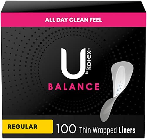 U by Kotex Balance Daily Wrapped Panty Liners, Light Absorbency, Regular Length, 100 Count (Packaging May Vary)