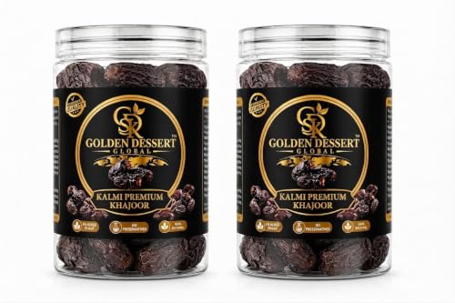 Image of GOLDEN DESSERT GLOBAL Kalmi Premium Khajoor | Handpicked Safe & Natural Whole Dates, High Fiber & Energy Rich Dry Fruit | Healthy Sweet Snack, No Added Preservatives - Jar Pack.
