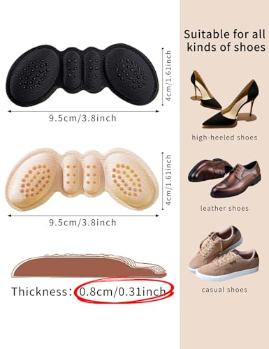 Image of 4 Pairs Heel Pads for Shoes, That are Too Big Heel Grips for Women Men,Heel Inserts for Shoes Anti-Wear Pads for High Heels,Heel Cushion Inserts Prevent Slipping, Rubbing, Blisters, Heels Pain