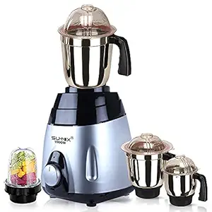 Su-mix VGBMA21 1000Watts Mixer Juicer Grinder with 4 Jars (Small Bullets Jar, 1 Liquid Blending Jar, 1 Dry Grinding Jar and 1 Chutney Jar) - Black Silver