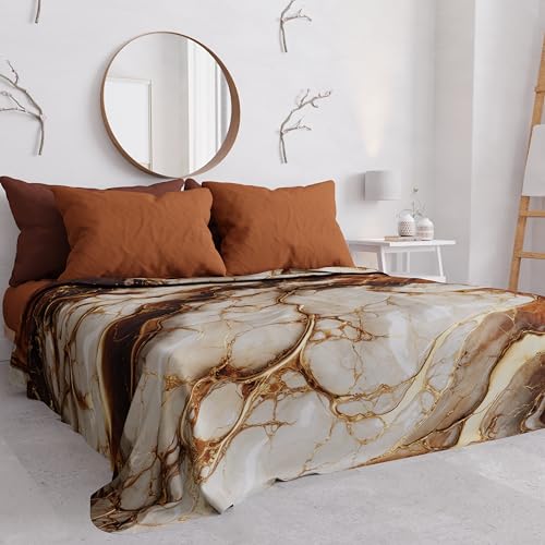 PETTI Artigiani Italiani - Copriletto Singolo Primavera Estate, Coperta Leggera Singola, Lenzuola Copri Letto, Marmo Marrone, 100% Made in Italy - Immagine 1