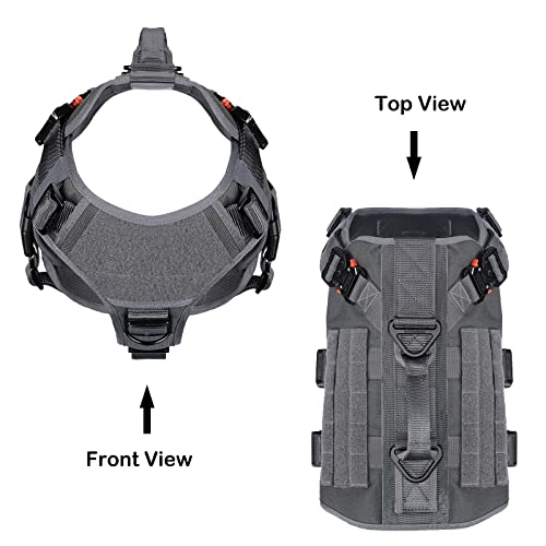 Icefang Tactical Dog Operation Harness With 6X Buckle,Dog Molle Vest With Handle,3/4 Body Coverage,Hook And Loop Panel For Id Patch,No Pulling Front Clip (L (28"-35" Girth), Wolf Gray) #TOP2