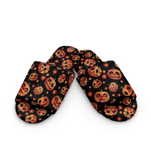 Forchrinse Halloween House Slippers for Women Men Open Toe Indoor Slippers Washable Reusable Spa Hotel Slipper