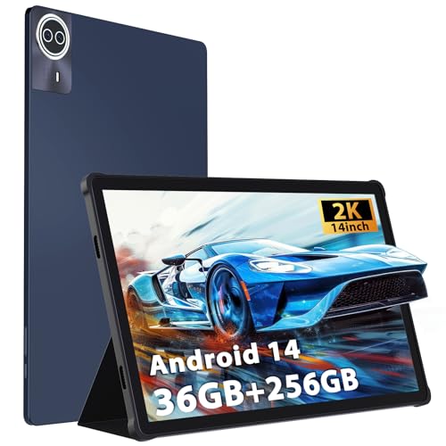 Image of 2026 Premium 14 Inch Android Tablet, 2.5K High IPS Display, 36GB RAM 256GB ROM (1TB Expand), Octa-Core MT6769 Mali-G57, 11580mAh Battery, Dual Band WiFi, Quad Box Speakers, 8+13MP, 5G /2.4G WiFi-Blue
