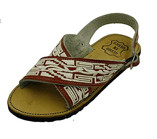 Dona Michi Men Leather Mexican Two Strap PITEADO Bordado Sandals Wine 11