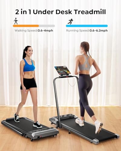 Image of Acezoe Walking Pad Treadmill with Incline, 2 in 1 Foldable Treadmills for Home Small Office, 300lbs Portable Compact Under Desk Treadmill with App, Remote Control and LED Display