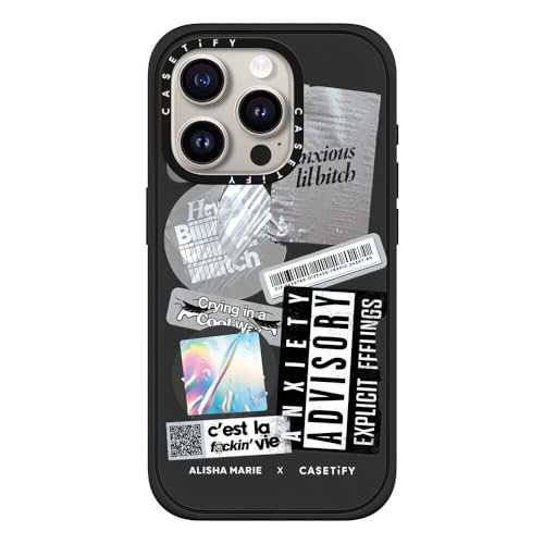CASETiFY �C���p�N�g iPhone 15 Pro �P�[�X [MIL�K�i���� (4x MIL-STD-810G) / 2.5m����̗����������N���A] - Alisha Marie In My Feels Case - �}�b�g�u���b�N