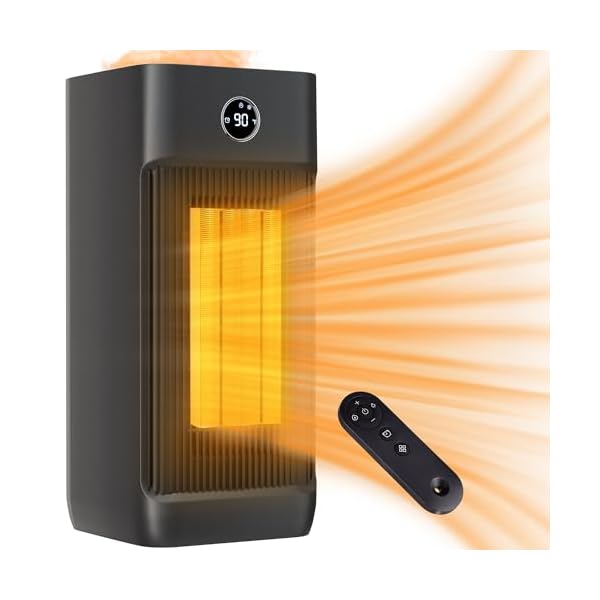 Space Heater for Indoor Use, 1500W Portable Electric Heater with Humidifier for Large Room, Ceramic Heater with Wheels, Thermostat, Remote, 12H Timer, Overheat&Tip-Over Protection for Bedroom