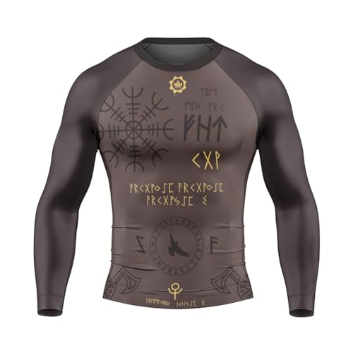 Viking Symbol Men's Rash Guard Shirts Long Sleeve, Baselayer Compression Shirt for Jiu Jitsu MMA3