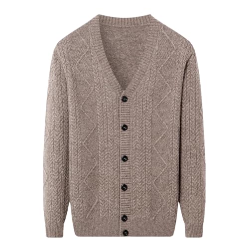 Men Thick Large Sweaters Buttons Casual V-Neck Sweaters Knitted Cardigan Solid Jumpers