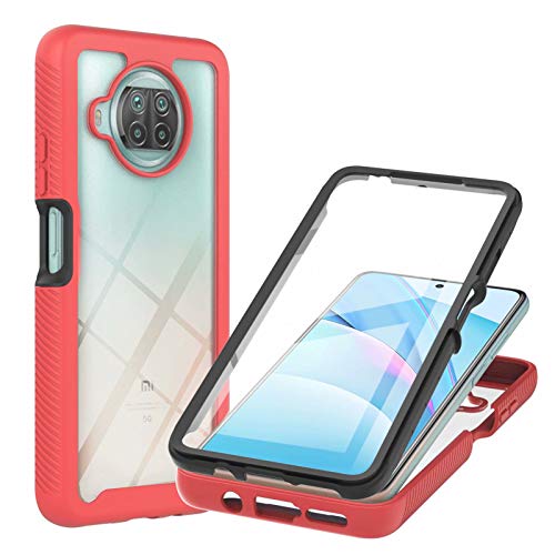 TTNAO Funda para Xiaomi Redmi MI 10T Lite Case,Resistente a los Arañazos Antichoque Bumper Cases Pet Material Carcasa 360 Grados Protección Case Práctica Protector de Pantalla Incorporado Cover -Rojo Cover