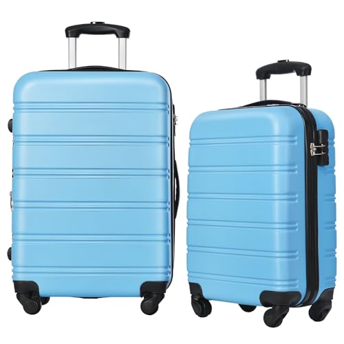 Luggage Sets of 2 Piece Carry on Suitcase Airline Approved,Hard Case Expandable Spinner Wheels,(20/28) Light Blue