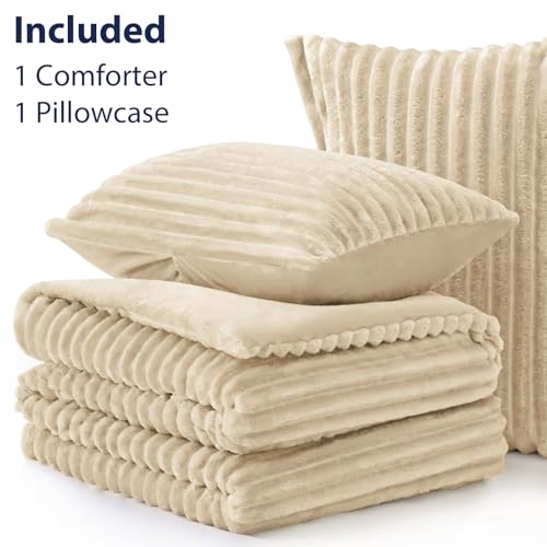 EXQ Home Fluffy Comforter Set Twin Size,2 Pieces Bed Set,Khaki by EXQ Home - Used condition - Image 8