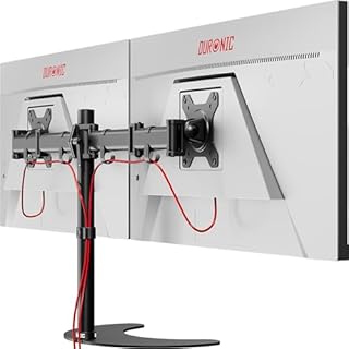 Duronic DM25D2 BK Supporto Monitor doppio per 2 schermi da 13-27 pollici, Braccio monitor PC ergonomico fino 8kg, VESA 75/100mm, regolabile altezza inclinazione girevole, per ufficio casa scuola, nero