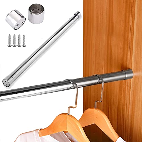 SDYGDB Wardrobe Rail Extendable Clothing Rail 21.5 to 39.5 Inch Stainless Steel Clothes Rod with End Sockets Screws Adjustable Closet Rail Pole Heavy Duty Telescopic Closet Rod for Closet Cupboard War