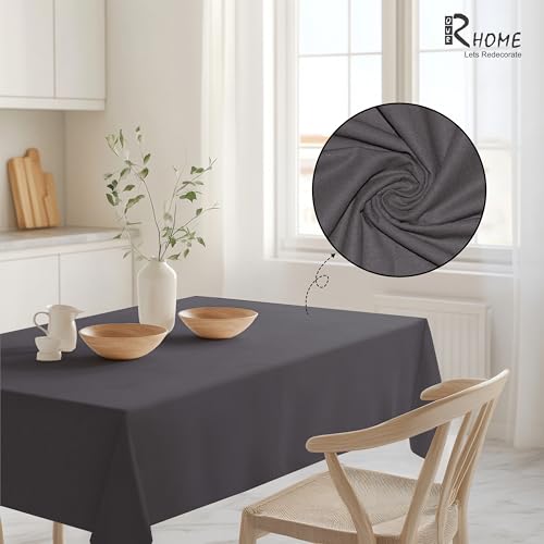 Image of R home 100% Cotton Solid Table Cover | 200 GSM Thick Fabric, Anti-Skid | Machine Washable & Reusable | Ideal for Dining Table & Centre Table, Easy Maintenance (Steel Grey, 56 x 90 Inch)