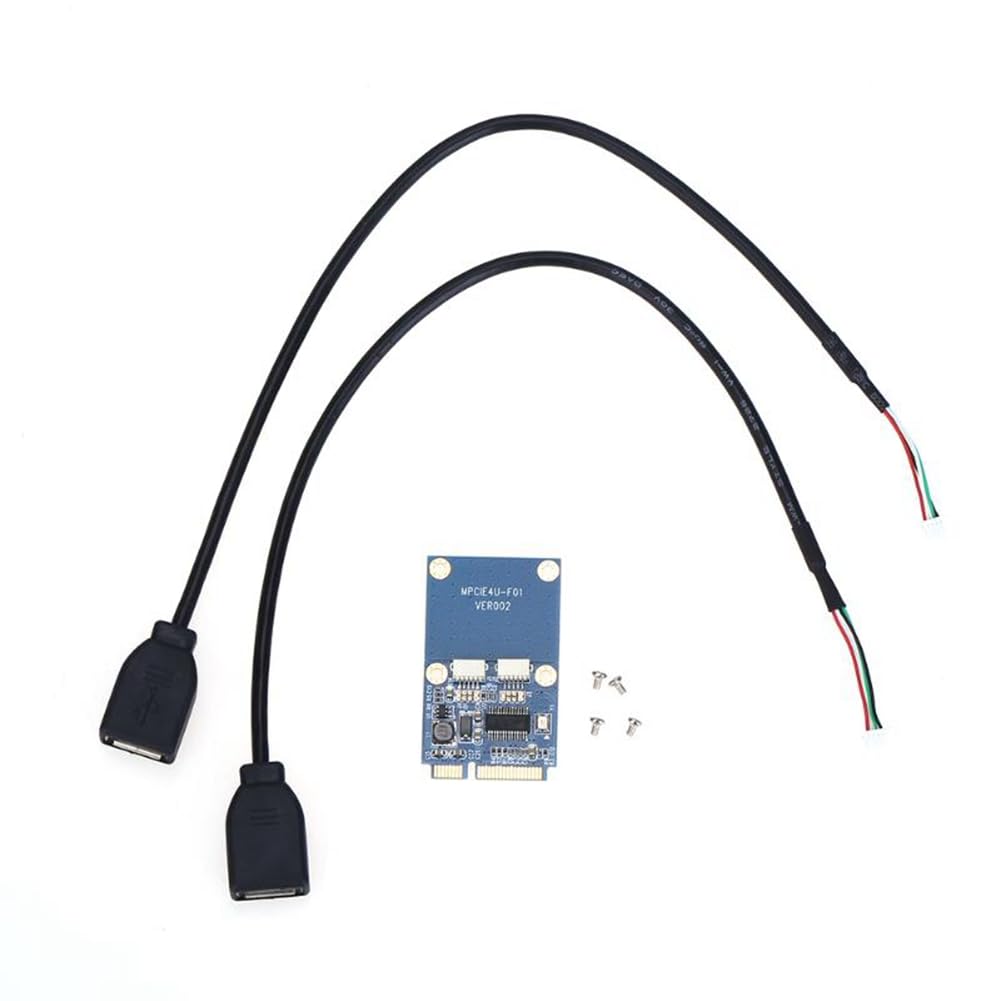 Srutueo 1 Piece Mini PCI-E PCI Express to Dual USB Adapter MPCIe to 5 Pin 2 Port USB2.0 Converter for Full/Half Height Mini Card, 500393240