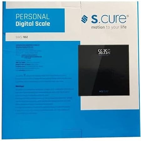 S.cure Digital Weighing Scale machine with 180kg Capacity Backlight Toughen Glass, For Weight loss,Body Fitness, Bathroom
