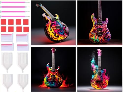 Broderie diamant guitare de feu 5D kit complet point de croix cristal adulte 80x80