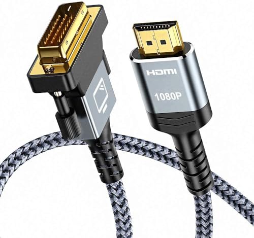 Capshi HDMI A to DVI Adapter Cable 6FT, Bi-Directional DVI-D 24+1 Male to HDMI Male Adapter for Televison/Monitor/Video Card/Graphics Card, Nylon Braid, High-Speed Gold-Plated, 1080p by Capshi - Used condition - US$6.95