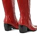 DREAM PAIRS Womens Cowboy Boots Wide Calf Comfortable Pull On Zipper Chunky Heel Pointed Toe Embroidered Western Cowgirl Knee High Boots Ladies Retro Tall Boot,Size 9,Red,SDKB224W