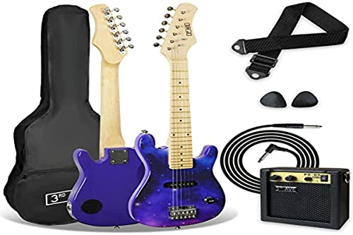 3rd Avenue Guitarra eléctrica infantil de 1/4 para principiantes, 6 meses, incluye amplificador de 5 W,...
