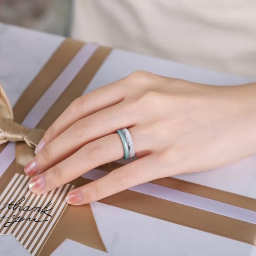 Egnaro Women’s Engagement Rings, Silicone Thin and Stackable Rubber Wedding Bands, Variety Multipack With Breathable Grooves Workout Accessories4