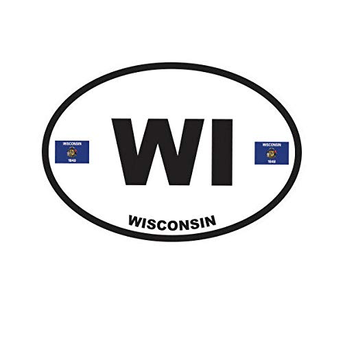 EW Designs Wisconsin State Flag Oval Sticker Decal Vinyl WI Bumper Sticker Vinyl Sticker Car Truck Decal 5"
