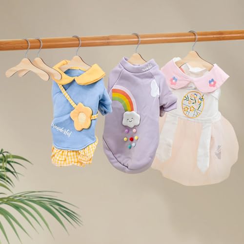 UKCOCO 10Pcs Dog Clothes Hangers : Wooden Pet Apparel Hangers Dog Clothing Rack for Cat Puppy, 6.88X6.88X0.20inch