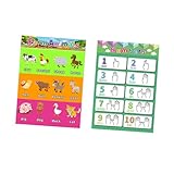 CONGARTENO 4個 向け早期教育ポスター 防水耐久 幼児学習用壁掛けチャート 色彩豊かなアルファベット 字と動物図鑑 幼稚園 保育園の教育教材