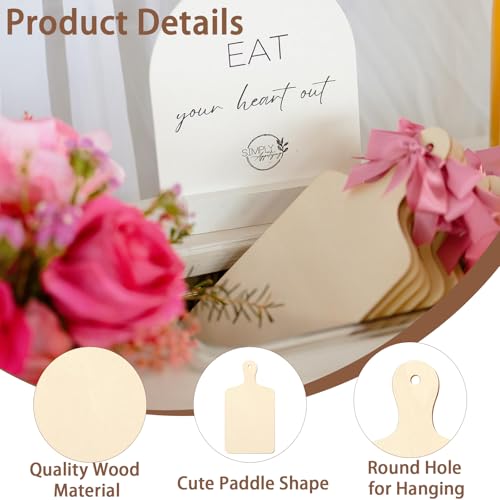 36 Piezas Mini Tabla de Cortar Redonda de Madera con Mango miniatura 4